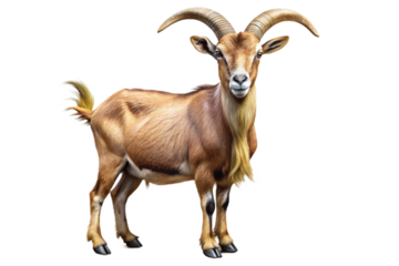 Realistic chinese zodiac goat animal standing majestic pose isolated transparent background