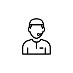 Customer support representative with headset and microphone