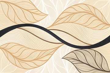 seamless pattern with leaves, abstract with flowing organic lines