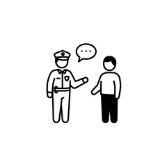 Police officer talking to a civilian with transparent background