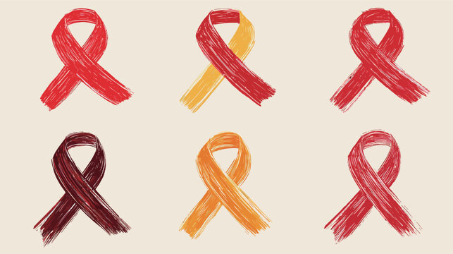 A Set of Six red and yellow Ribbons Arranged in a Square &ndash; Vector Graphic Design