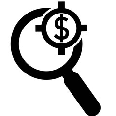 magnifying glass and dollar