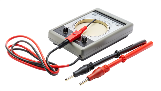 Vintage Analog Multimeter on Transparent Background