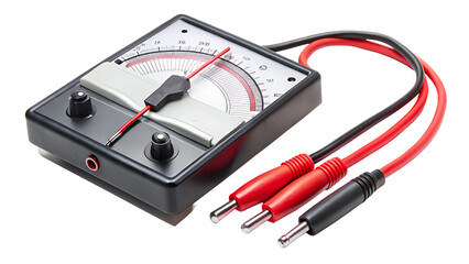 Analog Multimeter with Probes on Transparent Background