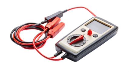 Digital Multimeter with Probes on Transparent Background
