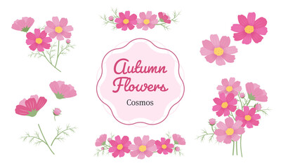 コスモスのイラスト素材セット