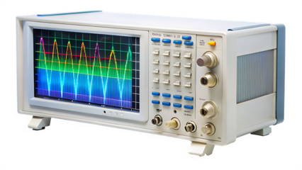 Digital Oscilloscope Displaying Waveforms on Transparent Background