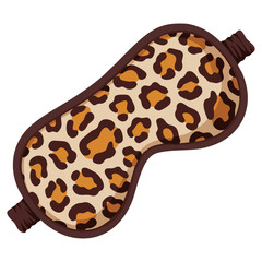 Fototapeta premium Flat vector illustration of leopard print sleep mask isolated on white background ideal for night comfort rest accessories and stylish sleep themed visuals