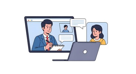 Dynamic business professionals collaborating remotely on a video call, discussing ideas and planning strategy with enthusiasm and modern communication tools.