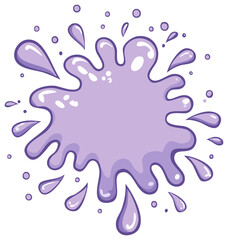 Fototapeta premium Purple splash or splatter graphic with droplets on a white background