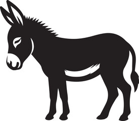 Black Silhouette Donkey Vector Illustration Isolated on White Background