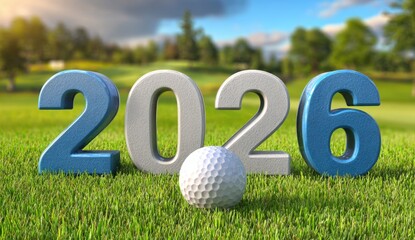 In a serene outdoor setting, large numbers read 2026, symbolizing new beginnings