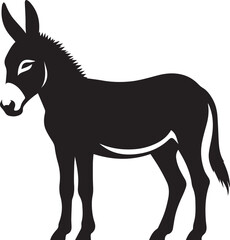Black Silhouette Donkey Vector Illustration Isolated on White Background