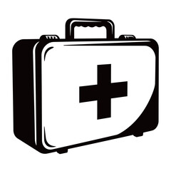 Obraz premium black and white silhouette of a vector first aid kit on a white background