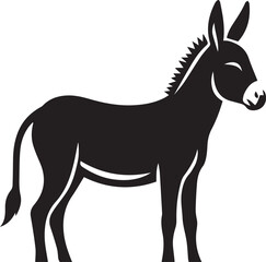 Black Silhouette Donkey Vector Illustration Isolated on White Background