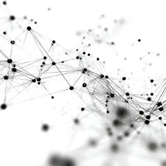 Dynamic abstract network connections with nodes, perfect for illustrating digital transformation, data analysis, and future technologies