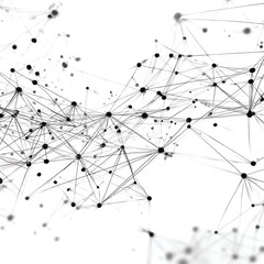 Abstract network connections representing digital data flow, technology, and communication on a clean white background, perfect for modern design