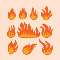 Fire Flame Steam Icon. Doodle Hot Smoke Logo. Vector Illustration