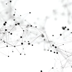Dynamic network of interconnected dots and lines representing global connections, data flow, and modern technology concepts