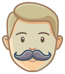 Obraz premium Friendly cartoon man with styled mustache and short hair portrait