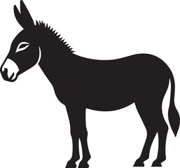 Black Silhouette Donkey Vector Illustration Isolated on White Background