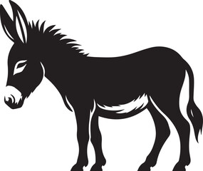 Black Silhouette Donkey Vector Illustration Isolated on White Background