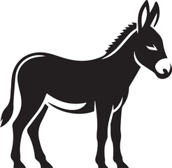 Black Silhouette Donkey Vector Illustration Isolated on White Background
