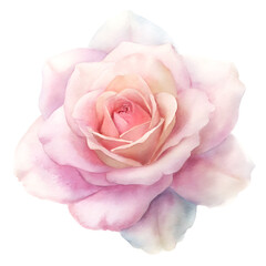 watercolor pink rose isolated on transparent background