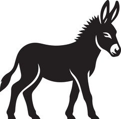 Black Silhouette Donkey Vector Illustration Isolated on White Background