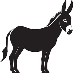 Black Silhouette Donkey Vector Illustration Isolated on White Background
