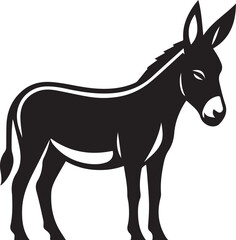 Black Silhouette Donkey Vector Illustration Isolated on White Background