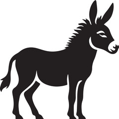 Black Silhouette Donkey Vector Illustration Isolated on White Background