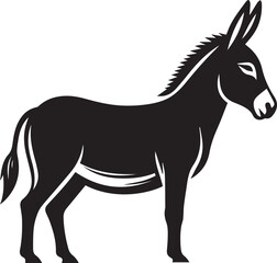 Black Silhouette Donkey Vector Illustration Isolated on White Background