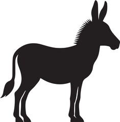 Black Silhouette Donkey Vector Illustration Isolated on White Background