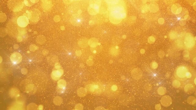 ゴールド　キラキラ　ループ動画　グリッター　ラメ　豪華　華やか　光る　高級感　玉ボケ　パーティクル　おしゃれ　Festive gold light.Sparkling gold glitter.Abstract bokeh lights.Loop video.