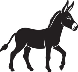 Black Silhouette Donkey Vector Illustration Isolated on White Background