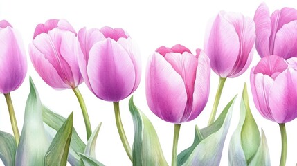 Obraz premium Pink tulips watercolor pattern for fabric, gift wrap or home decor