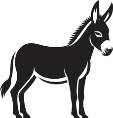 Black Silhouette Donkey Vector Illustration Isolated on White Background