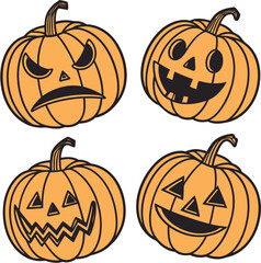 set of halloween pumpkins