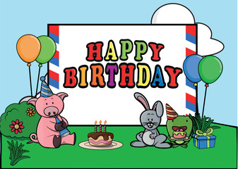 Birthday party banner Vector Illustration Design