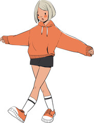  Fashion girl in a sweatshirt.