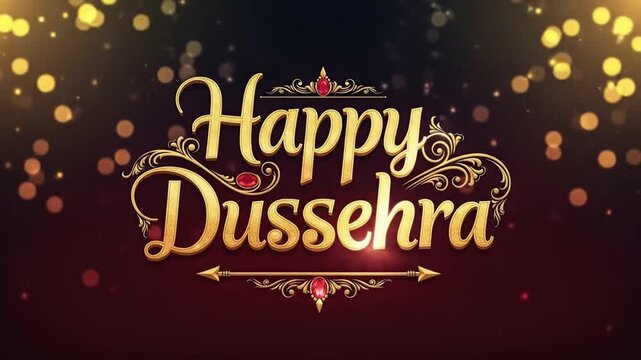 "Happy Dussehra Golden Festive Typography Design"