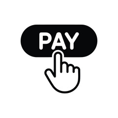 Simple pay button icon with hand click symbol, digital payment concept.