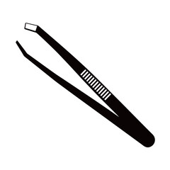 black and white silhouette of tweezers vector on white background