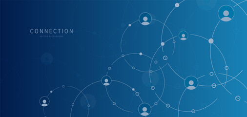 Network background. Connections with points, lines, and people icons. Vector technology background