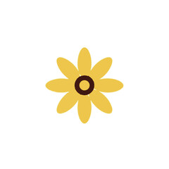 Simple yellow daisy flower icon in a flat style, a charming floral graphic element symbolizing nature and happiness