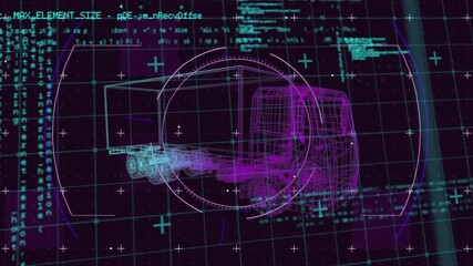 Animation of 3d car model and data processing over grid - Powered by Adobe