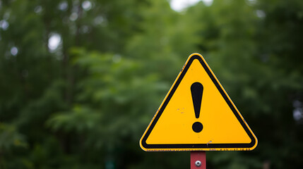 Yellow triangle warning sign with exclamation mark.