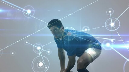 Animation of network of connections over football player - Powered by Adobe