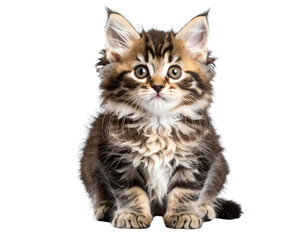 Obraz premium Cute Kitten Sitting with Alert Expression, isolated on transparent background PNG